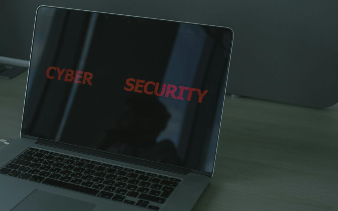 Cyber security written in a laptop screen.